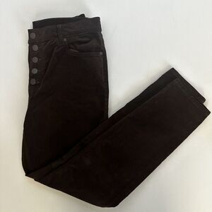 Cabo Brown Womens 4319 Corduroy Pants 12 Brown Velvet Button‎ Fly Stretch Ankle